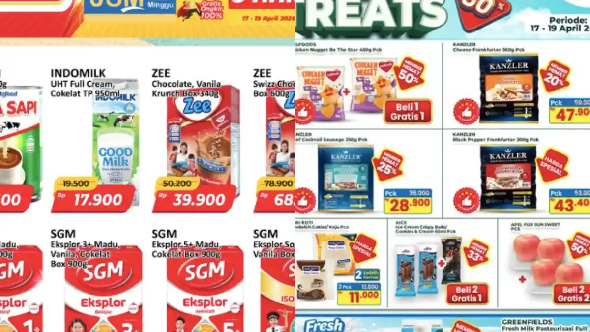 Promo JSM Alfamart dan Indomaret 17–19 April, Diskon Susu, Mi Instan, Aneka Snack