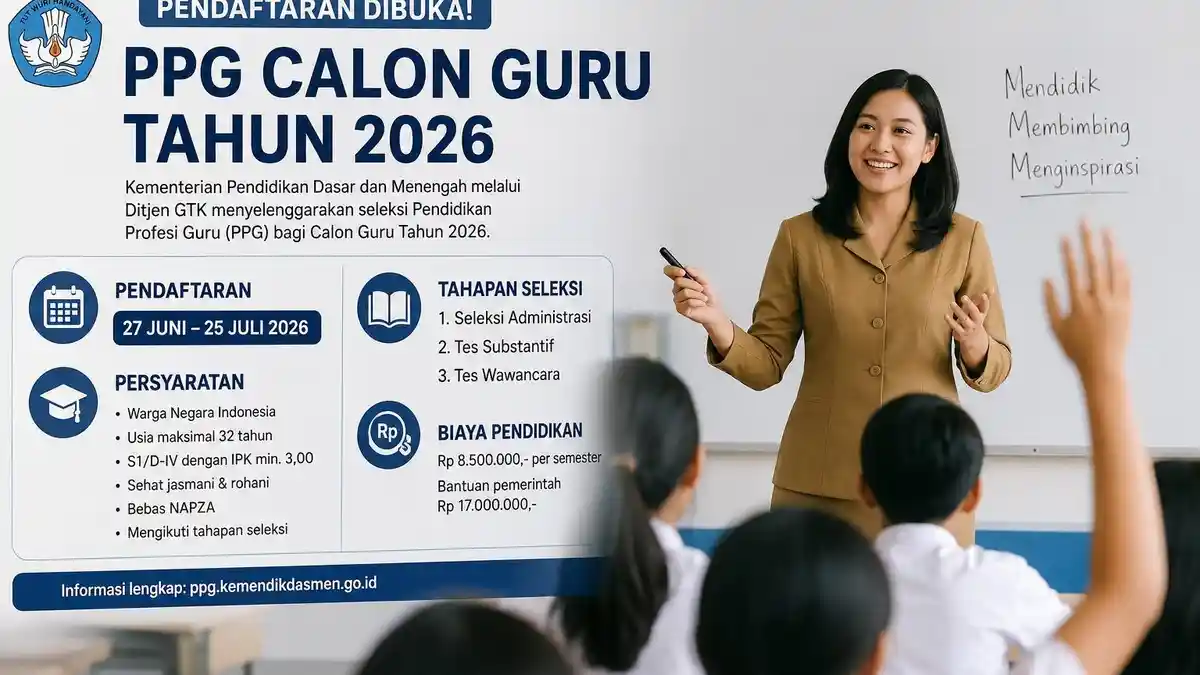 PPG Calon Guru Tahun 2026 Resmi Dibuka: Ini Cara Daftar, Syarat, Jadwal Lengkap dan Link Pendaftaran - Serambinews.com