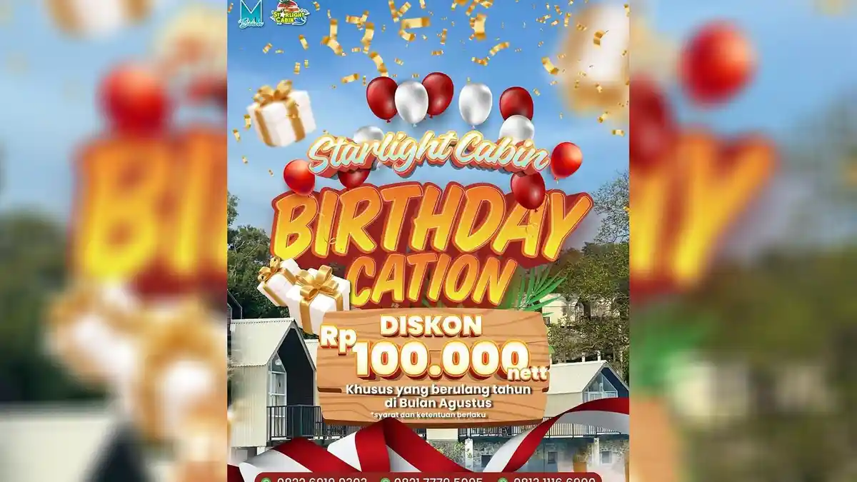 Rayakan Ulang Tahun di Bulan Agustus? Dapatkan Diskon Rp100 Ribu di Starlight Cabin