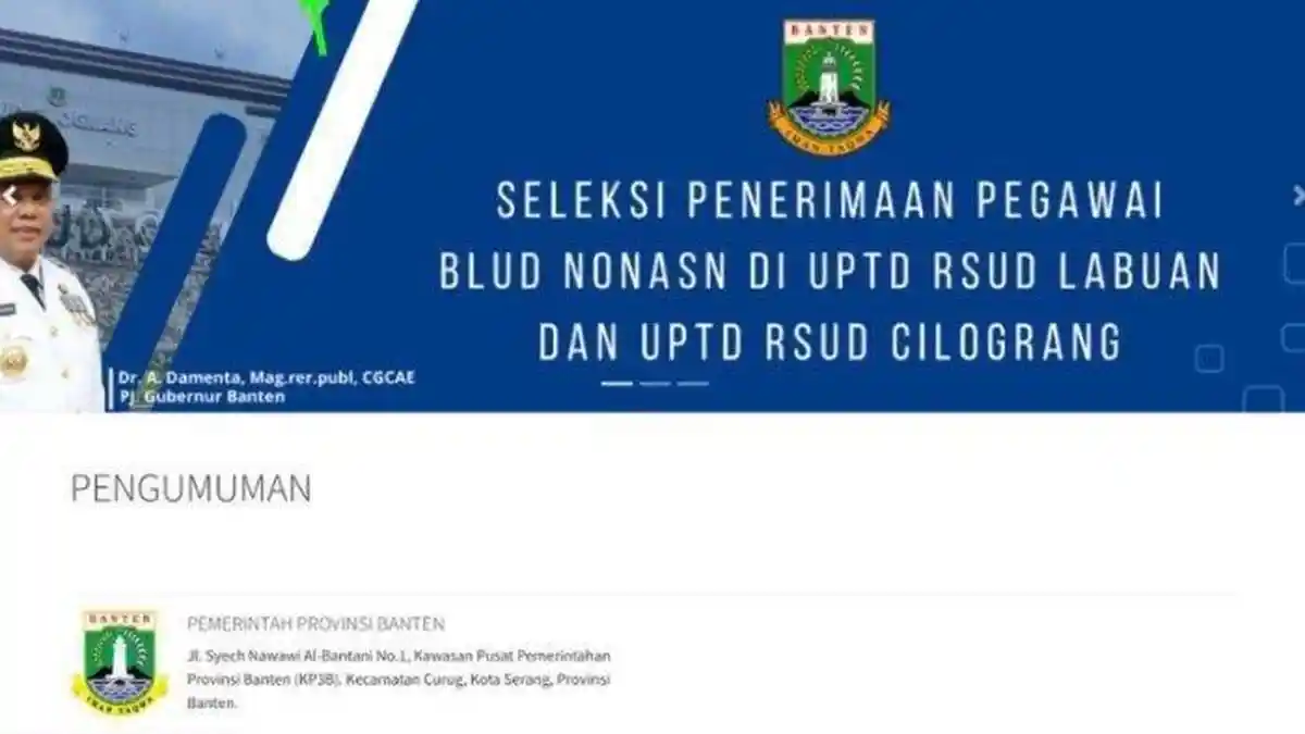 Masih Dibuka Lowongan Kerja Pegawai RSUD Labuan dan Cilograng Non ASN, Cek Syaratnya di Sini