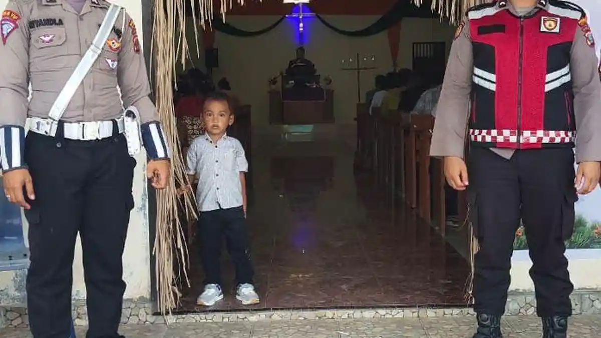 Polri Pastikan Ibadah Aman, Pengamanan Gereja oleh Pos Pam 1 Polsek Barumun Tengah