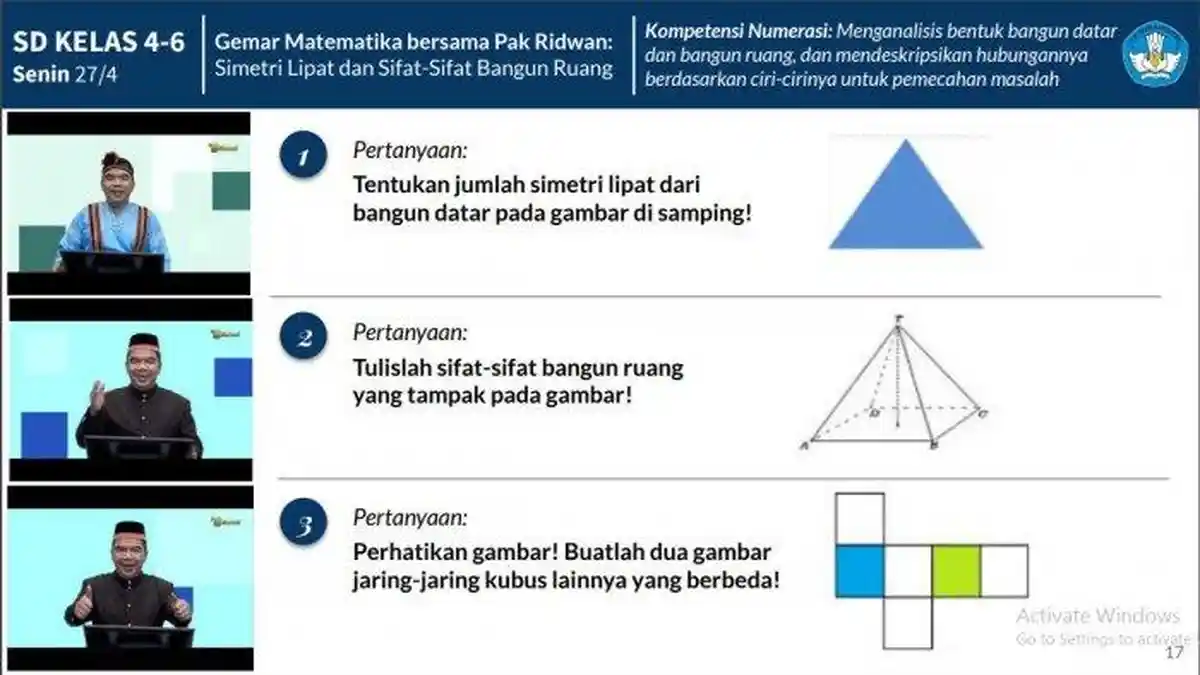 Kunci Jawaban Jumlah Simetri Segitiga Sama Sisi & Sifat Bangun Ruang Limas Segi Empat