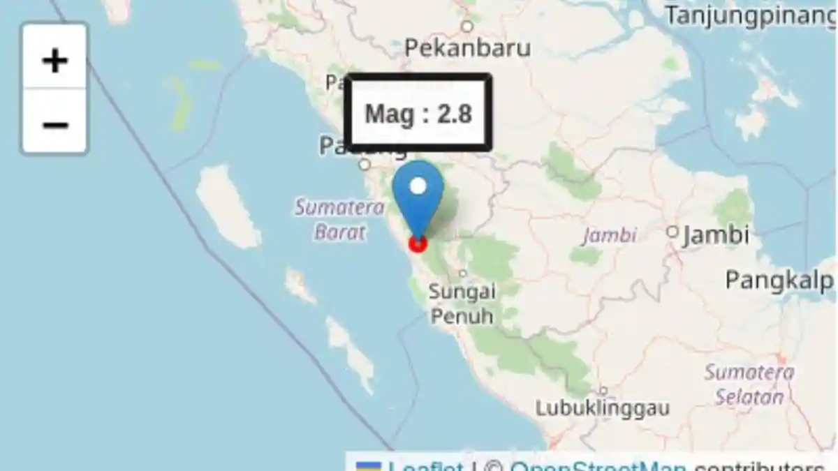 Gempa Bumi Magnitudo 2,8 Mengguncang Sumbar Pagi Ini, Berpusat di Air Haji Pesisir Selatan