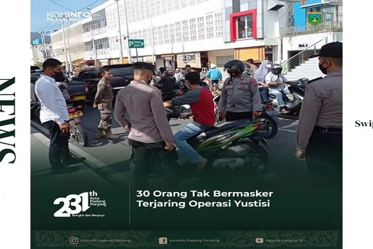 30 Orang tak Bermasker, Terjaring Operasi Yustisi, Pemko Padang Panjang Tak Ingin, Level PPKM Naik
