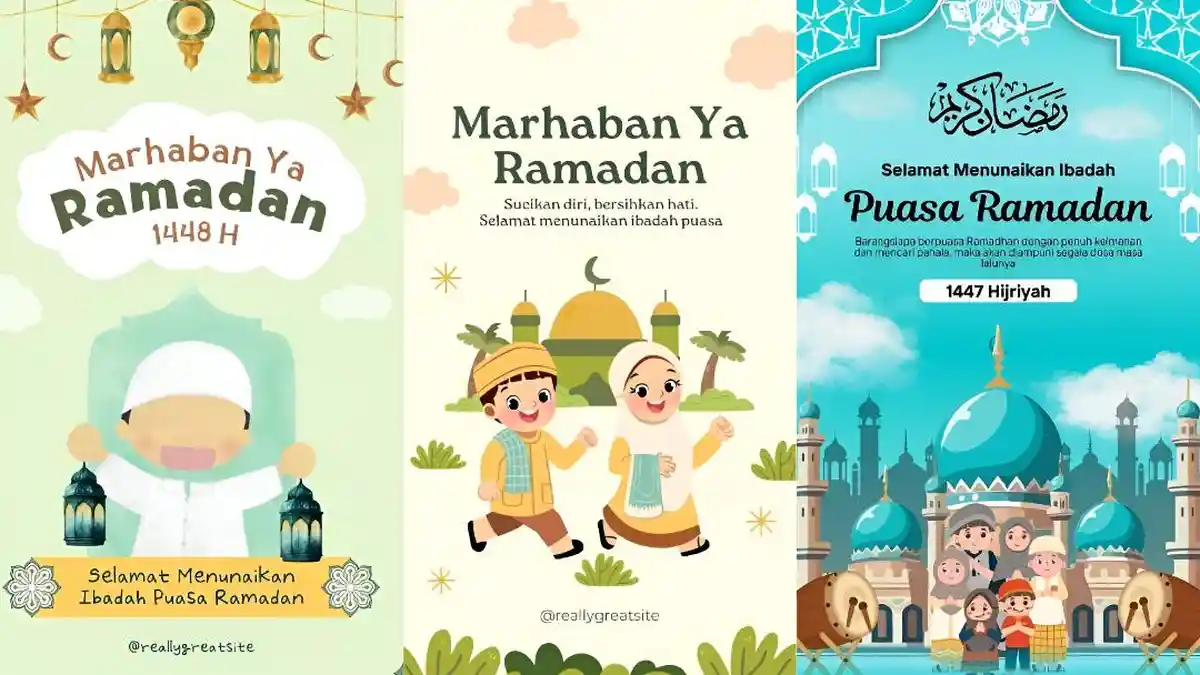 Contoh Poster Ramadhan dengan Tema Anak dan Keluarga di Canva