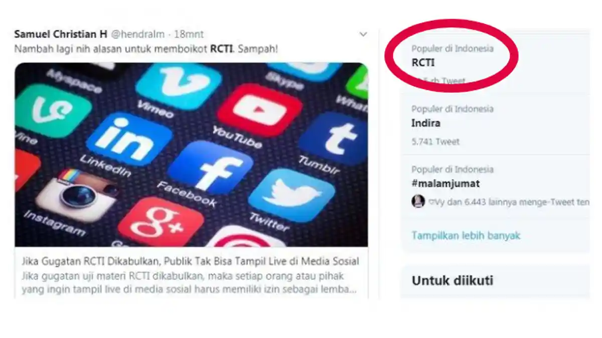 ALASAN RCTI Trending di Twitter 2 Hari, IG TV hingga YouTube Live Harus Berizin Jika Gugata Diterima