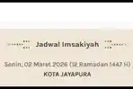 Jadwal Buka Puasa Kota Jayapura Senin, 2 Maret 2026 Hari Ini