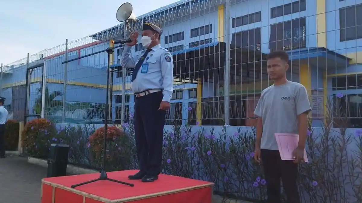 Pantas Sampaikan Hal Ini Agar Anak Binaan LPKA Kelas I Medan Kemenkumham Sumut Cinta Upacara Bendera