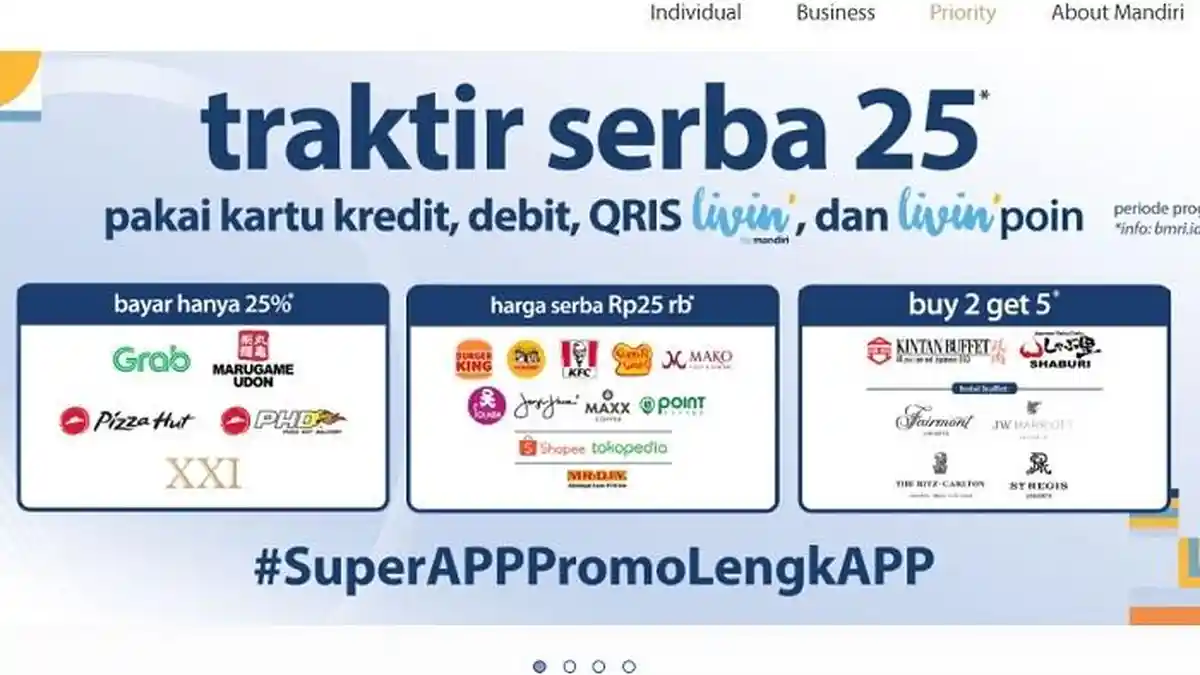 Daftar Diskon HUT Mandiri ke-25 HANYA Hari Ini 2 Oktober 2023, Ada Cashback dan Serba Rp25 Ribu!