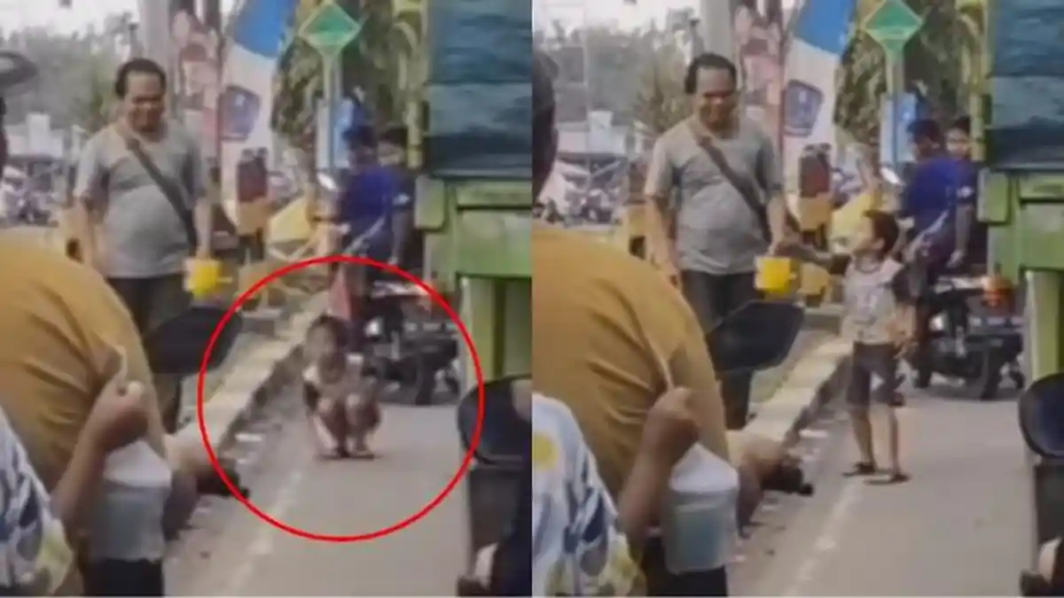 Aksi Bocah ini Banjir Pujian, Rela Turun dari Motor Demi Ambilkan Uang Milik Tunanetra yang Terjatuh
