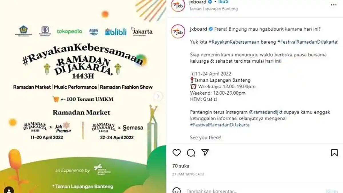 Ada #FestivalRamadandiJakarta di Lapangan Banteng, Digelar Hingga 24 April 2022