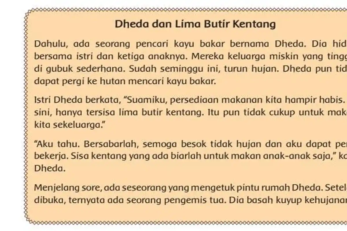 Nilai Pancasila di  Dheda dan Lima Butir Kentang, Kunci Jawaban Kelas 6 Tema 7 Halaman 126