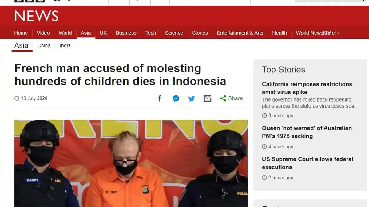 Media Asing Soroti Kasus Bunuh Diri Pedofilia Asal Prancis, Predator Diduga Cabuli 305 Anak