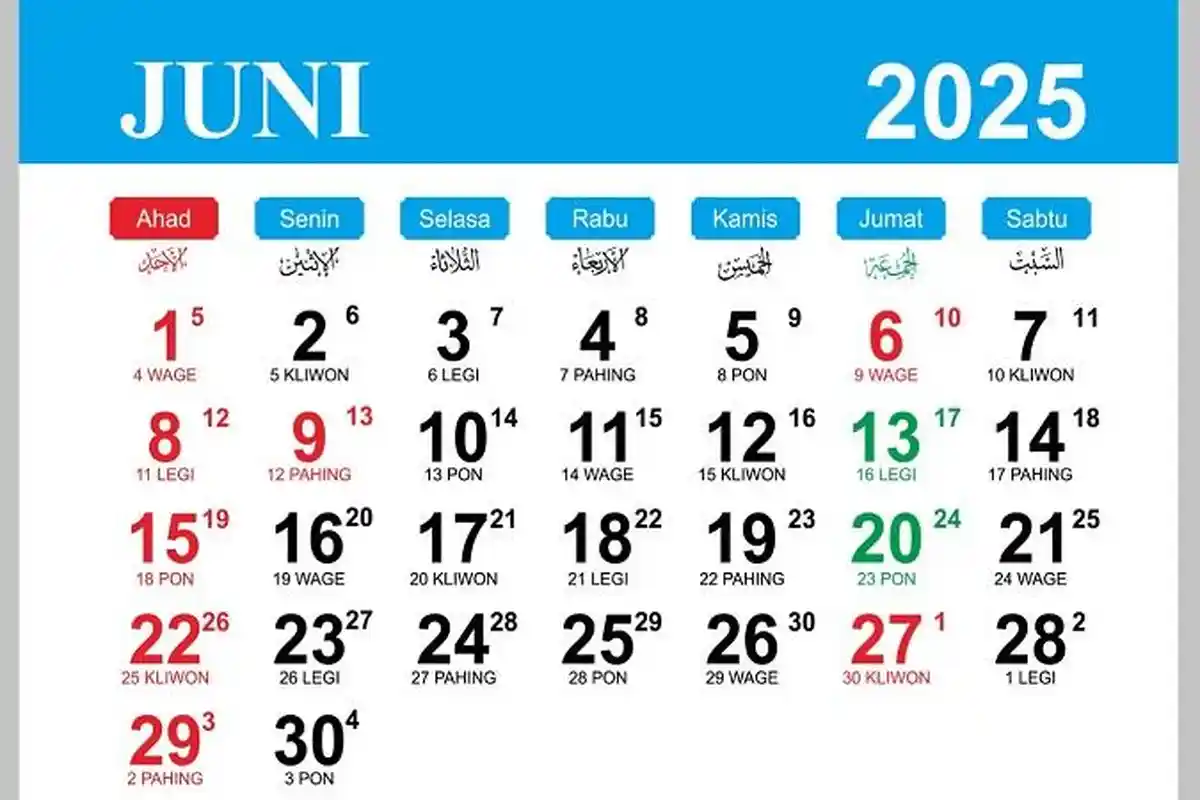 DAFTAR Hari Libur Akhir Bulan Juni 2025 dan Cuti Bersama, Ada Tanggal Merah Tiga Hari Lagi