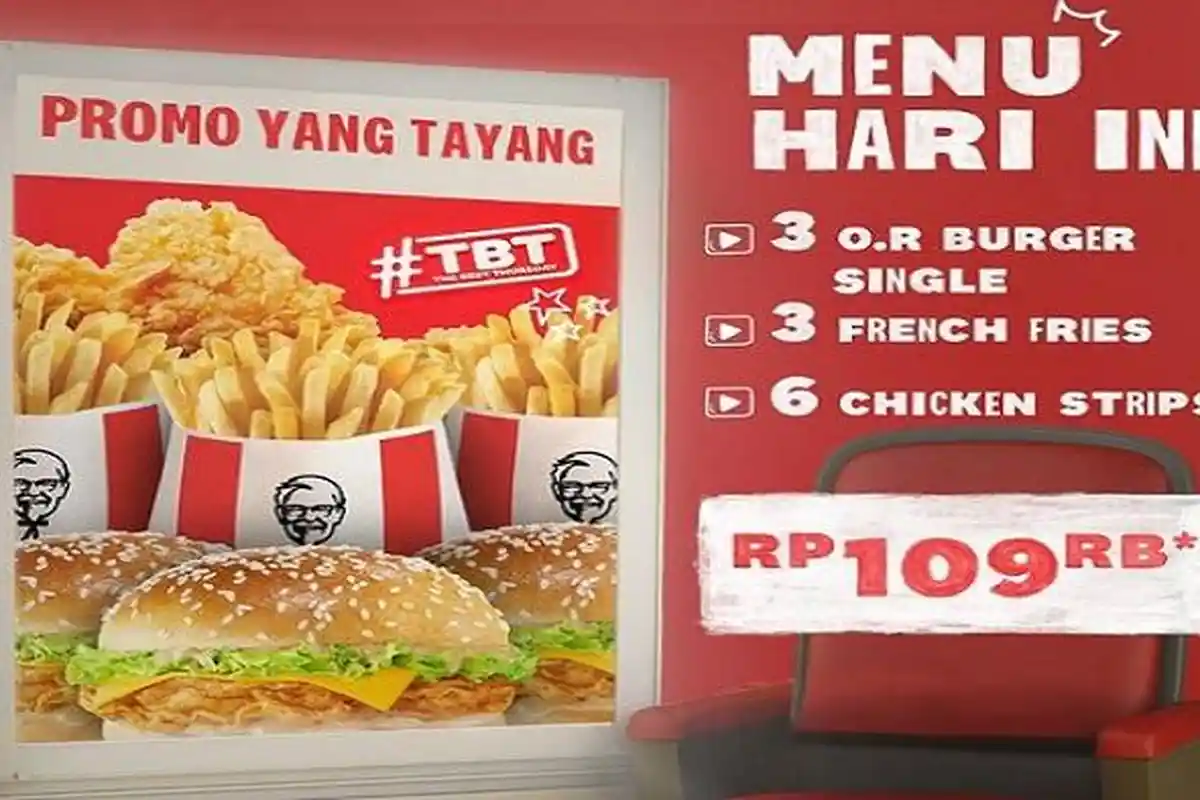 Promo KFC Kamis 28 Juli 2022, KFC TBT Balikin Selera Komedimu Hanya Rp 100 ribuan Langsung Kenyang