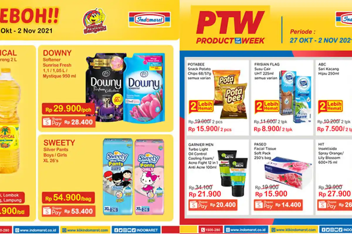 PROMO INDOMARET 1 November 2021, Diskon Pewangi hingga Popok Bayi hingga Minyak Goreng 2 L Rp 30.900