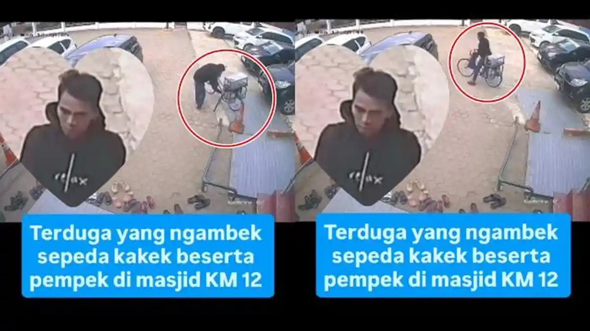 Tampang Pencuri Sepeda Beserta Pempek Milik Seorang Kakek di Palembang, Aksinya Viral Terekam CCTV - Sripoku.com