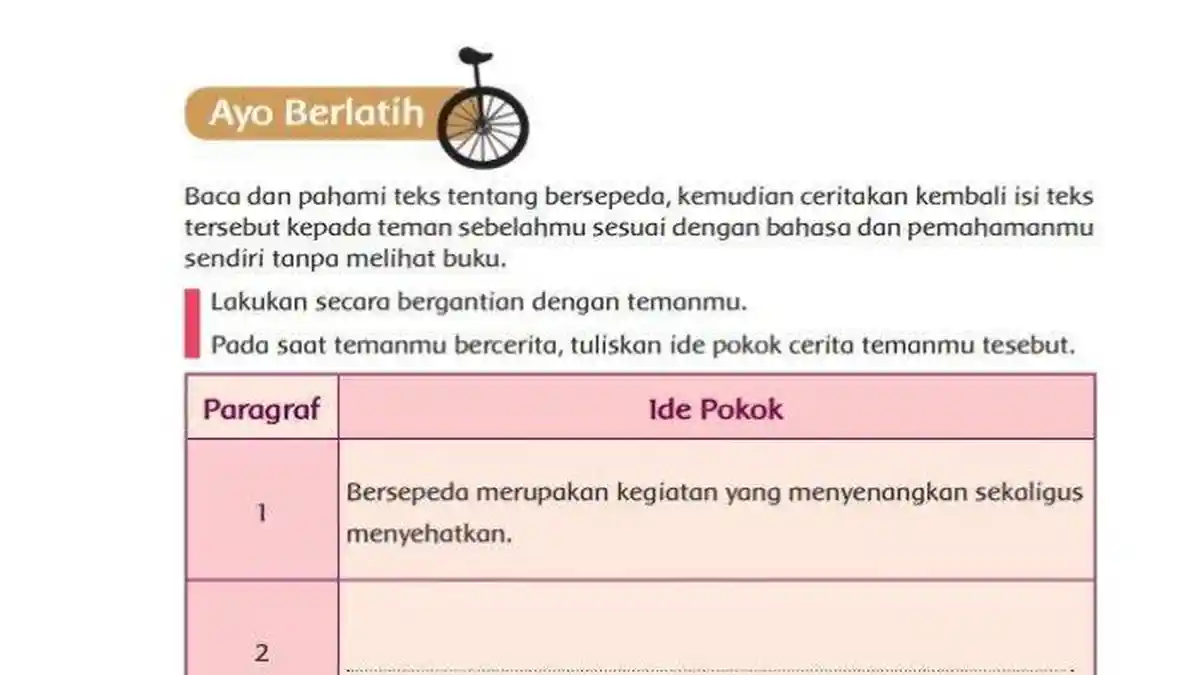 Kunci Jawaban Latihan Soal Tema 1 Kelas 5 SD K13 Halaman 60 : Ayo Berlatih, Ide Pokok Cerita!