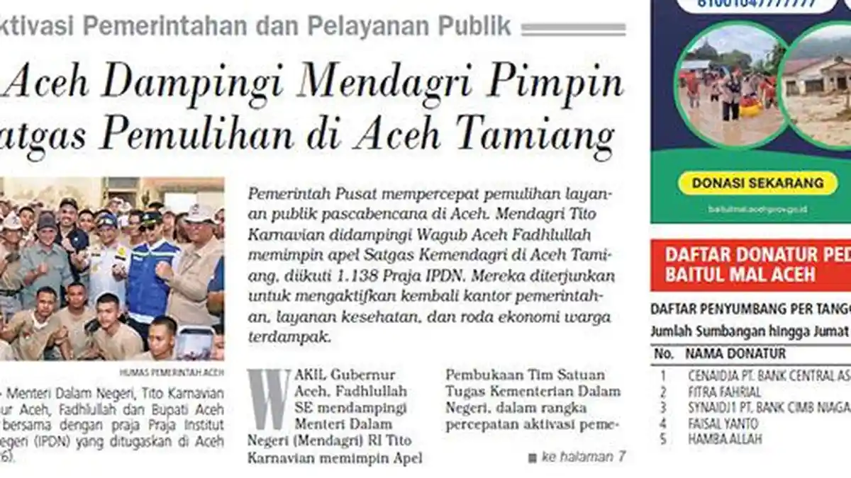 Wagub Aceh Dampingi Mendagri Pimpin Apel Satgas Pemulihan di Aceh Tamiang