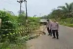 Jalan Lintas Musi Rawas-Pali di Desa Tambangan Ambles, Pengendara Diimbau Waspada