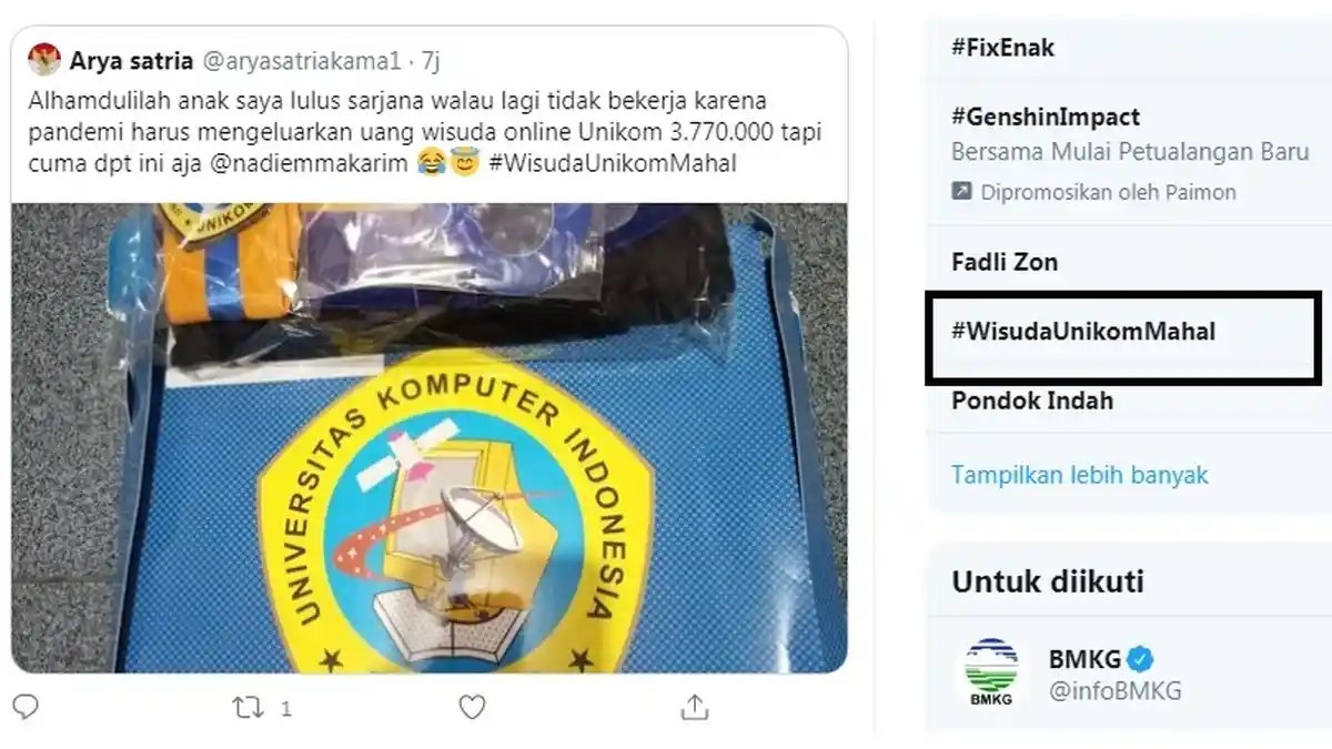 Trending Topic Wisuda Mahal di Unikom, Wisuda Online dan Offline Biayanya Sama, Minta Dikembalikan