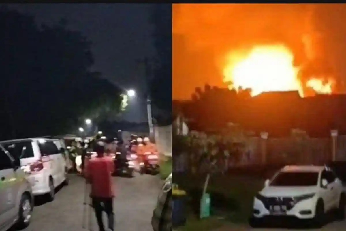 Gudang Peluru Bekasi Meledak : Terlihat 20 Mobil Jenazah dan Ambulan Menuju Lokasi Ledakan