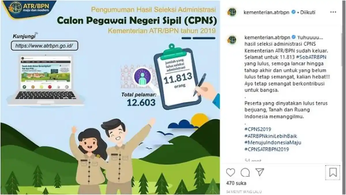 Hasil Seleksi Administrasi CPNS Kementerian ATR/BPN, Masa Sanggah Berakhir Hari Ini