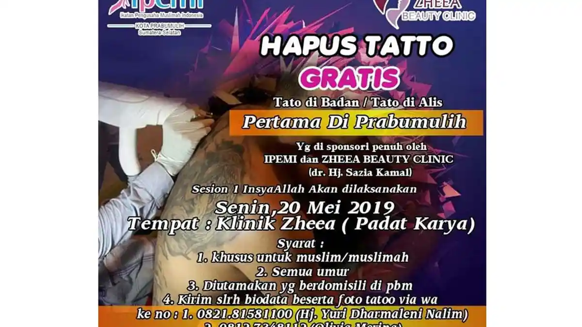Pendaftar Hapus Tato Gratis di Prabumulih Membludak, Panitia Prioritaskan Orang yang Berhijrah