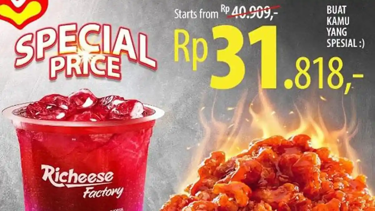 Promo Richeese Hari Ini 23 September 2022, Combo Fire Chicken hanya Rp31.818