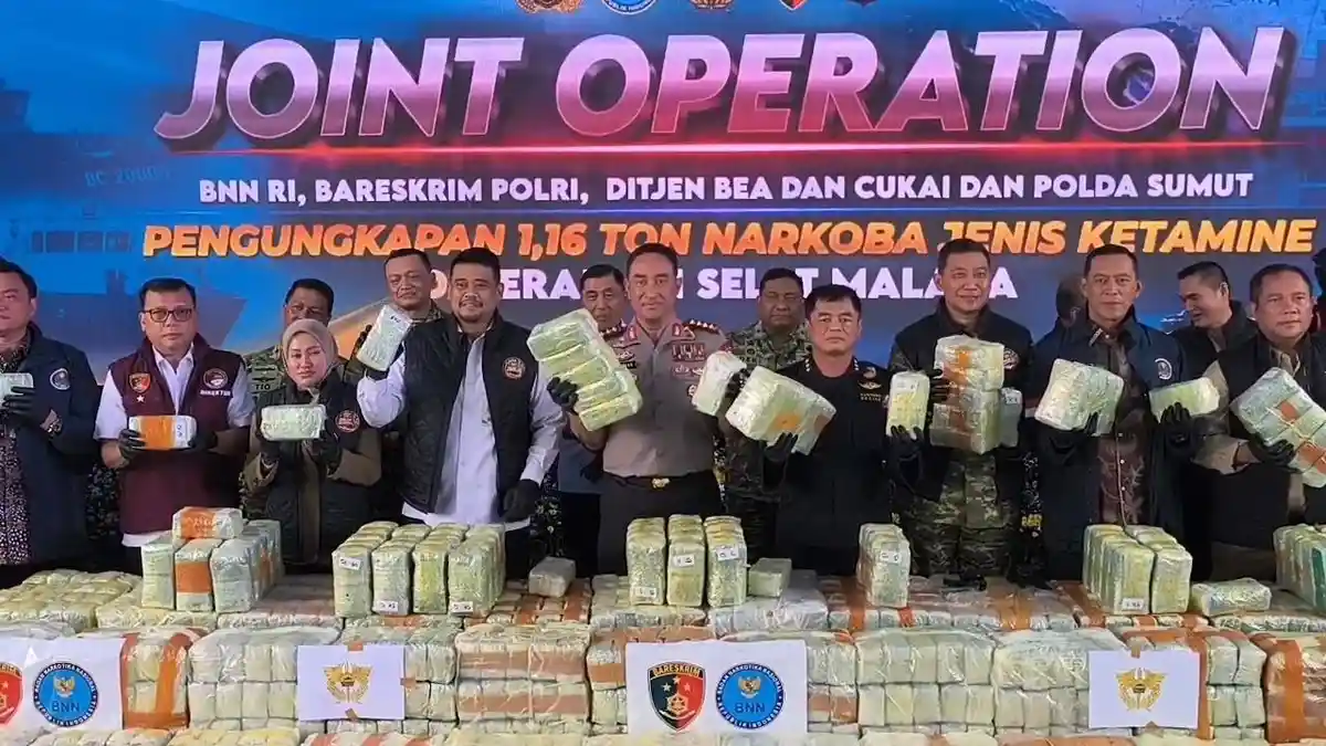 Sikat 1,16 Ton Ketamin, BNN-Polri Gagalkan Penyelundupan Rp3,4 T di Batu Bara