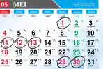 Kalender 2025: Libur Tanggal Merah Mei 2025, Daftar Lengkap Hari Libur Nasional dan Cuti Bersama