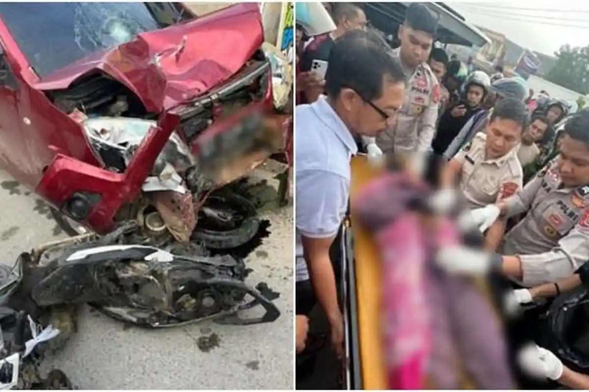Kecelakaan Maut, Seorang Pemotor Tewas di Tempat, Mobil Tabrak 3 Motor