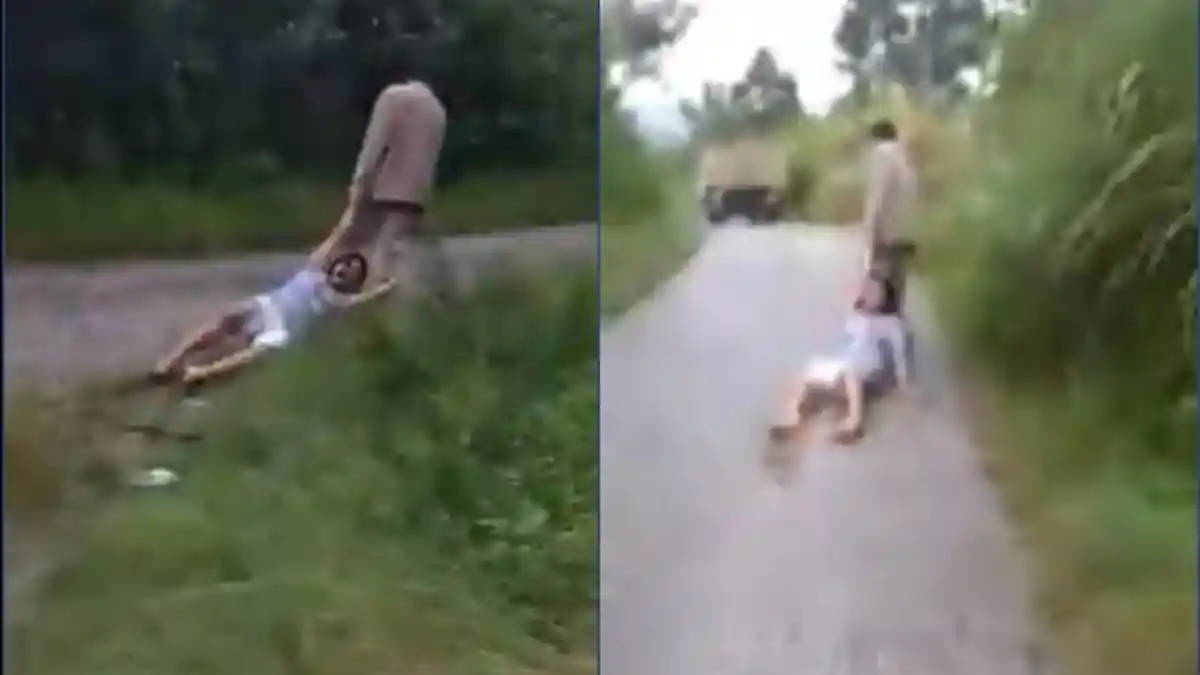 Viral Video Seorang Kakak Seret Adik Perempuannya di Jalan Beraspal