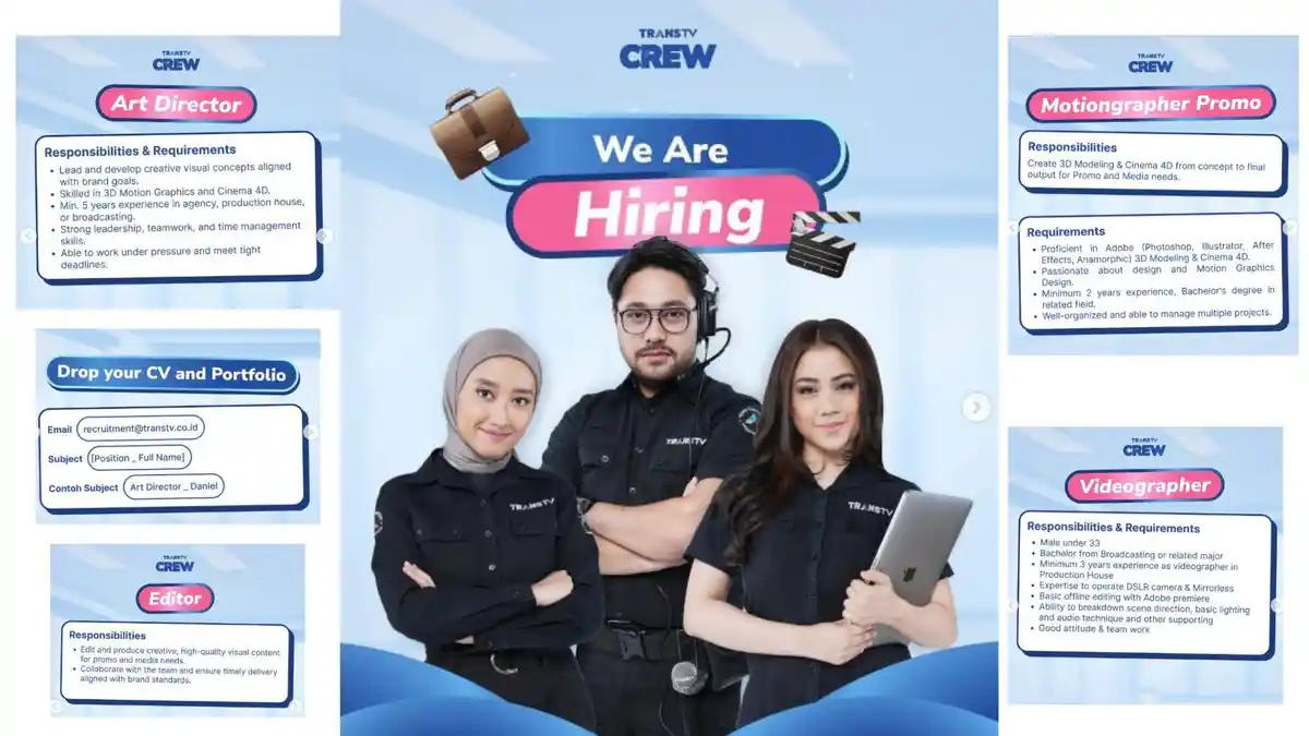 Ingin Berkarier di Dunia Televisi? TRANS TV Lagi Buka Lowongan Kerja ...