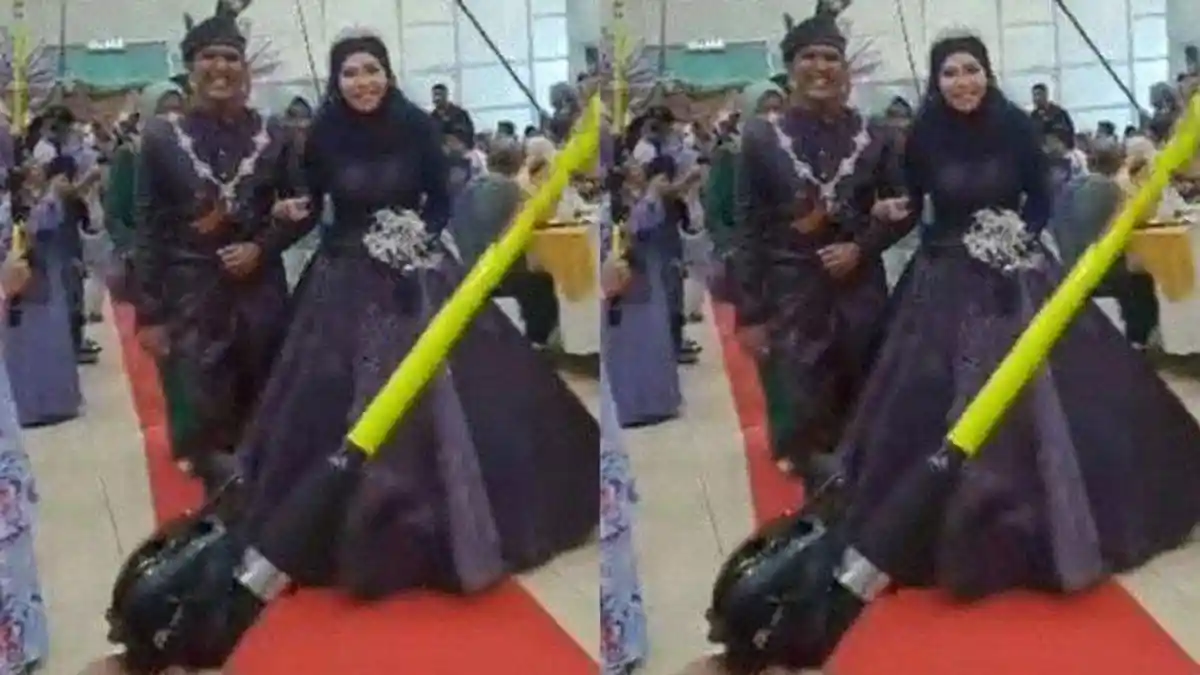 VIRAL Resepsi Bak Pedang Pora Tapi Pakai Alat Pancing, Sosok Pengantin Pria Bukan Orang Sembarangan