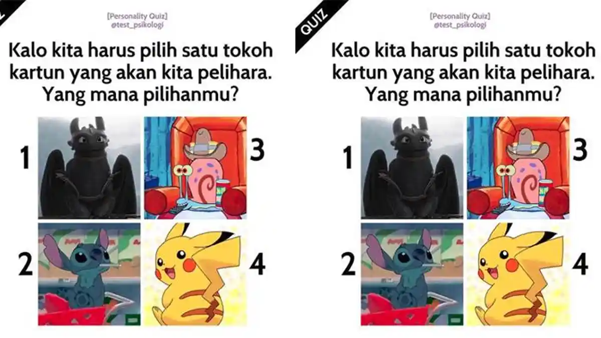 Tes Kepribadian - Melihat Caramu Bersahabat dengan Memilih Kartun untuk Dipelihara