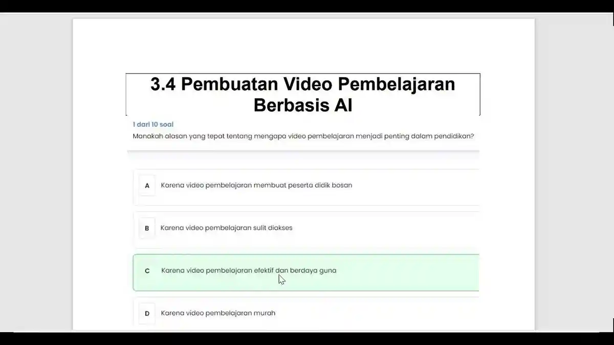 Kunci Jawaban : Modul 3.8 Pembuatan Video Pembelajaran Berbasis AI, PINTAR Kemenag