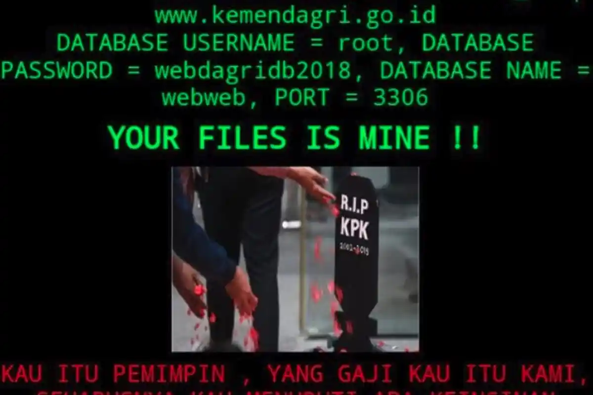 Kritik Revisi UU KPK, Situs Kemendagri Kembali Diretas 'Your Files is Mine'