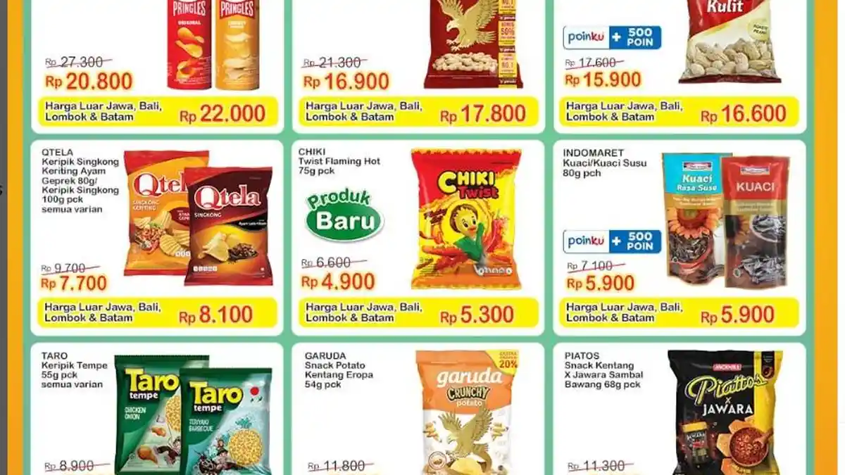 Promo Indomaret Hari Ini 16 Mei 2023, Snack MURAH Meriah, Pringles Rp20.800 Kacang Kulit Rp15.900