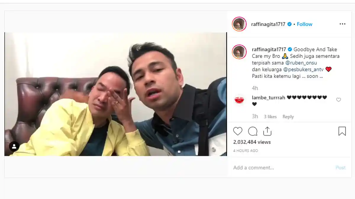 Raffi Ahmad Pamit dari Dunia Hiburan, Tangis Ruben Langsung Pecah Saat Sang Sahabat Minta Didoakan