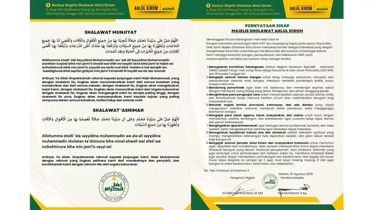 Bangkitkan Doa, Tenangkan Negeri: Majelis Sholawat Ahlul Kirom Serukan Shalawat Ahlul Kirom