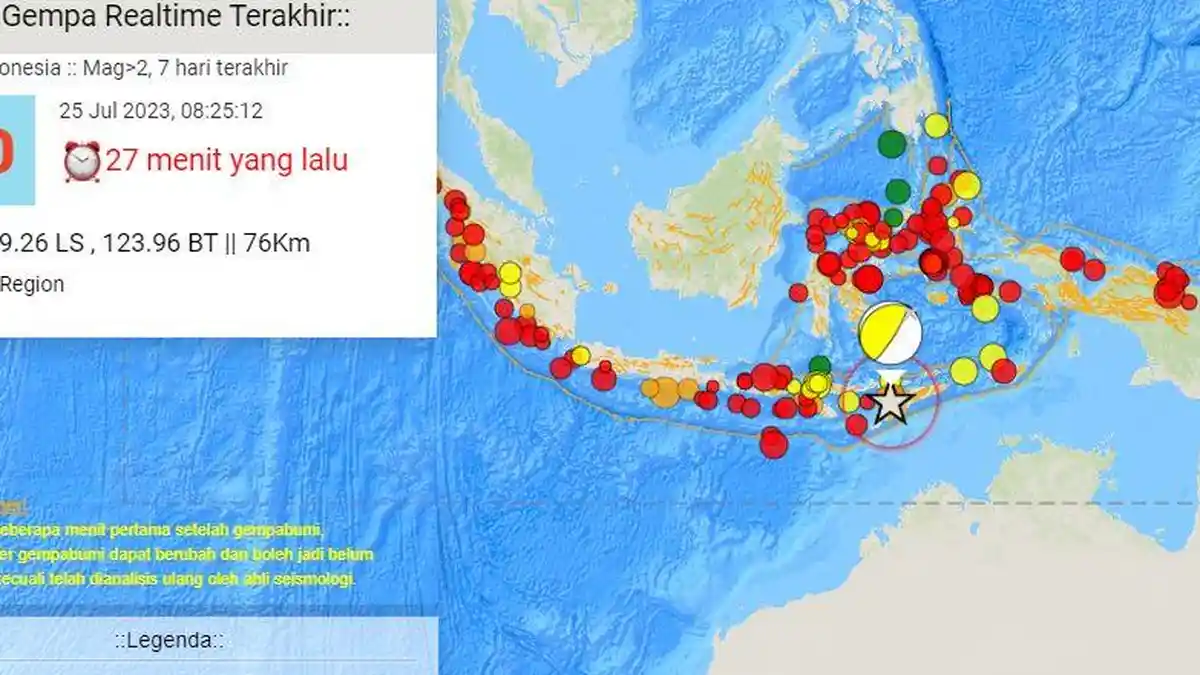 Gempa Bumi Magnitudo 6.0 Baru Terjadi Selasa 25 Juli 2023, Cek Kedalaman dan Jarak Lokasi