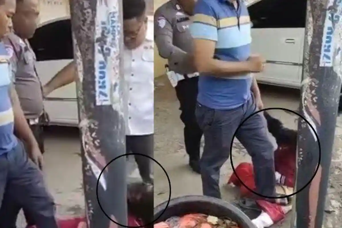 Sosok Polisi Viral Tendang Kepala Wanita ODGJ, Kesal Motornya Dibakar, Warga Melarang: Jangan Pak
