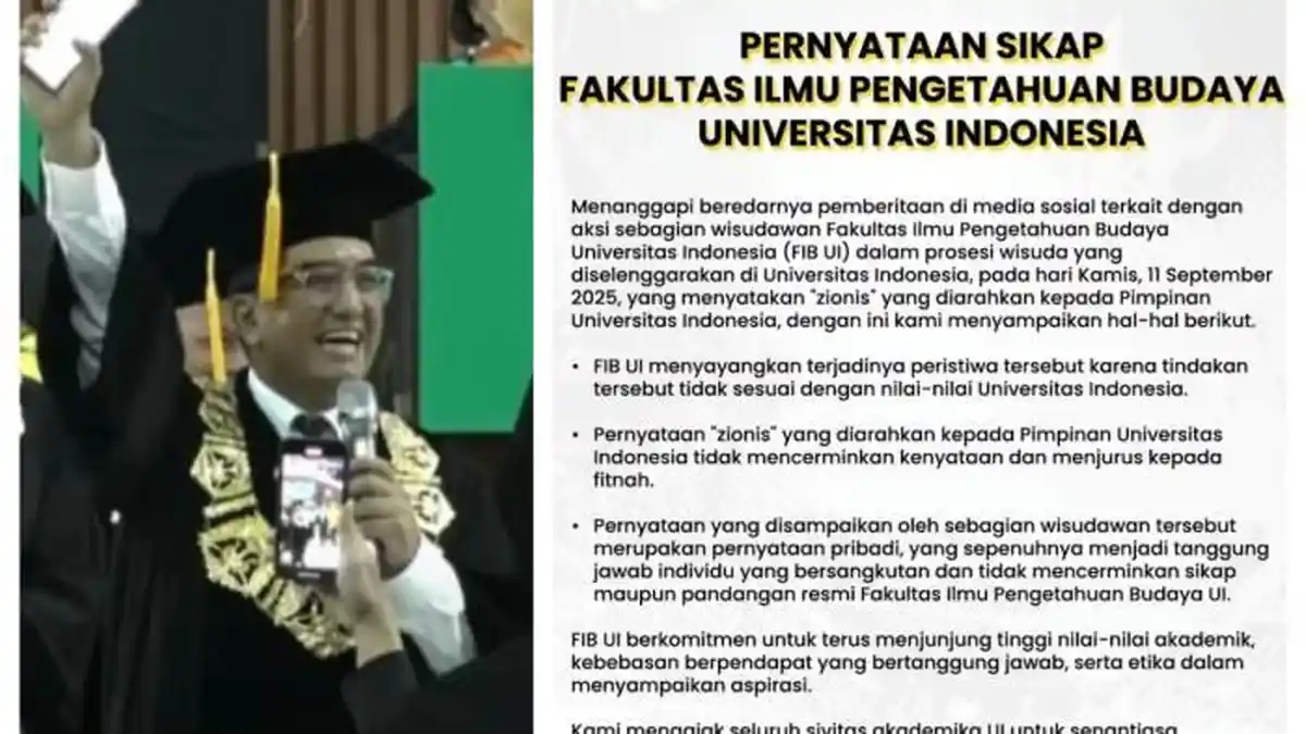 Klarifikasi UI Viralnya Rektor Diteriaki Zionis Oleh Mahasiswa saat Wisuda, Bahas Soal Dana Abadi