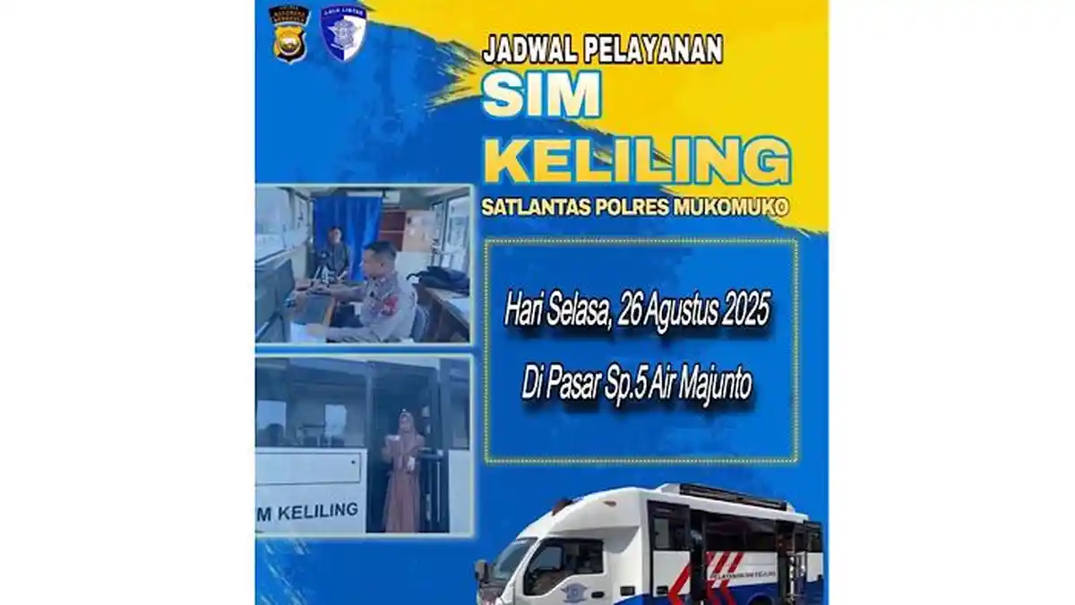 Lokasi dan Jadwal serta Syarat SIM Keliling Satlantas Polres Mukomuko, 26 Agustus 2025