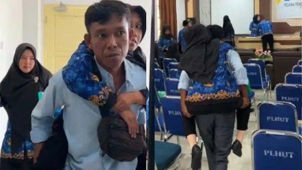 KISAH Evi Nurjannah, Viral Digendong Suami Saat Pelantikan PPPK 2024 Kemenag, Penyebabnya Terkuak