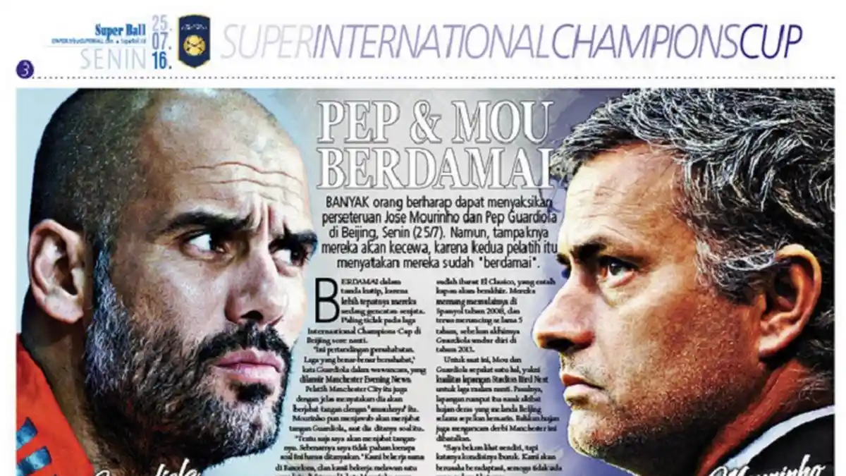 Jose Mourinho: Saya Akan Jabat Tangan Pep Guardiola