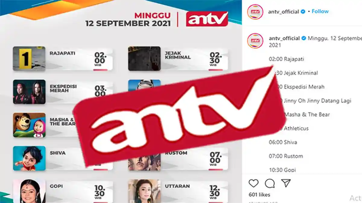 JADWAL ANTV 12 September 2021 Lengkap, Ada Terpaksa Menikahi Tuan Muda Hari Ini hingga Berbagi Suami