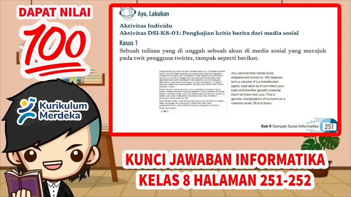 Soal & Kunci Jawaban Informatika Kelas 8 SMP Halaman 251 252 Kurikulum Merdeka, Berita Media Sosial