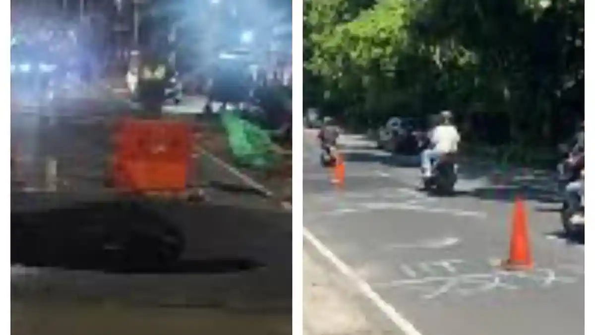Jalan Ambles di Lenteng Agung Jaksel, Pengendara Kendaraan Bermotor Masih Dapat Melintas